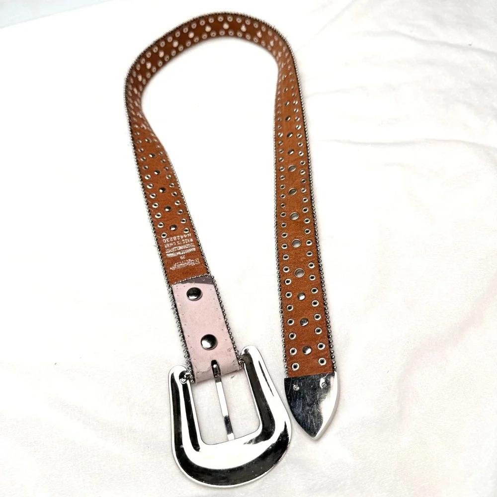 Nocona Y2K Pink Mossy Oak Camo Belt Size 28 Rhinestone Studded Western